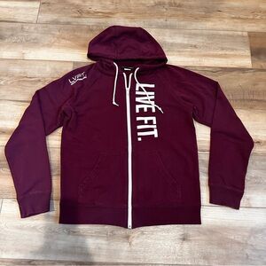 Live Fit Apparel LVFT Women’s Burgundy Zip Front Hoody Heidi Sommers M Buffbunny